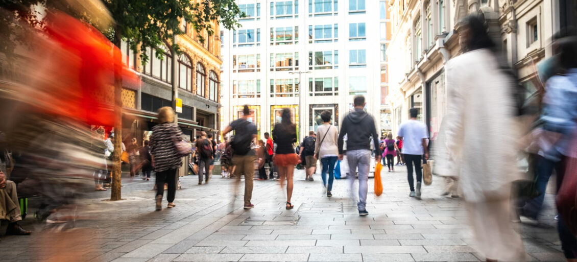 Shoppers on a busy high street